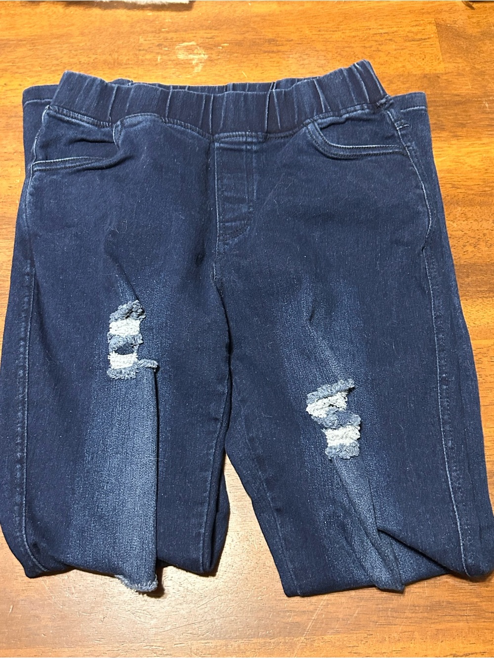 LARA Dark Blue Distressed Stretch Knit Jeans for Kids
